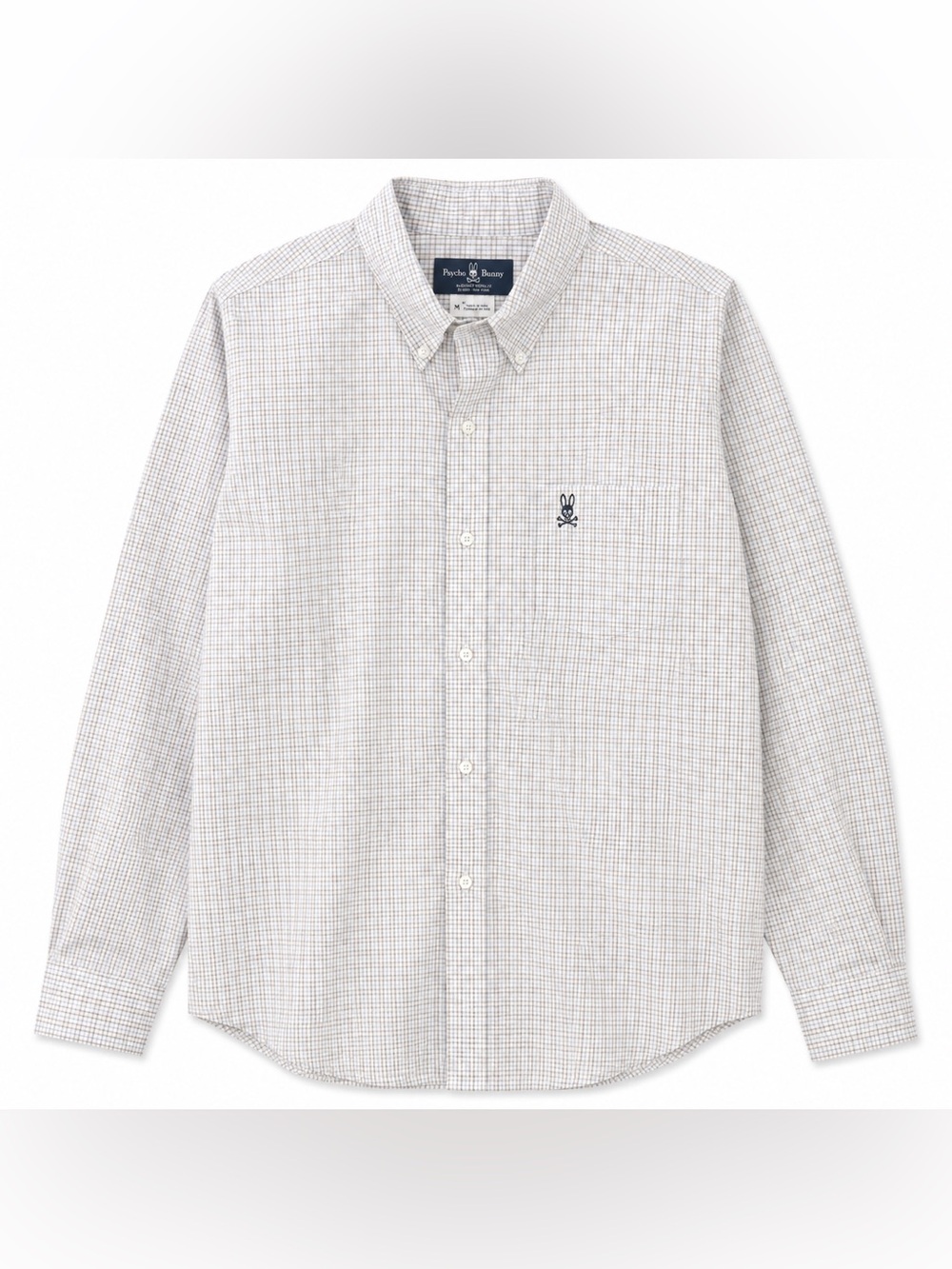 Psycho Bunny Robert Godley Men’s XL Plaid Button Down Shirt Cotton Beige